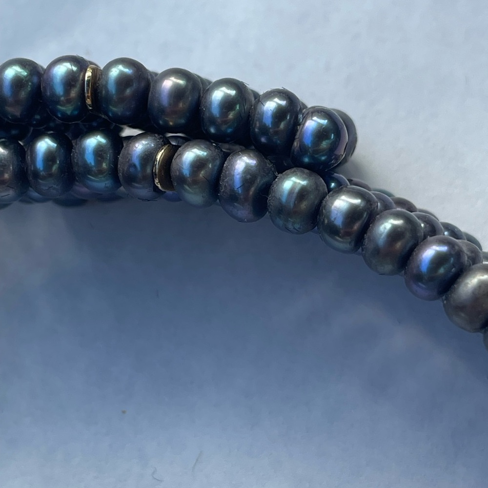 Multi-Strand Peacock Freshwater Pearl Coil Choker Necklace